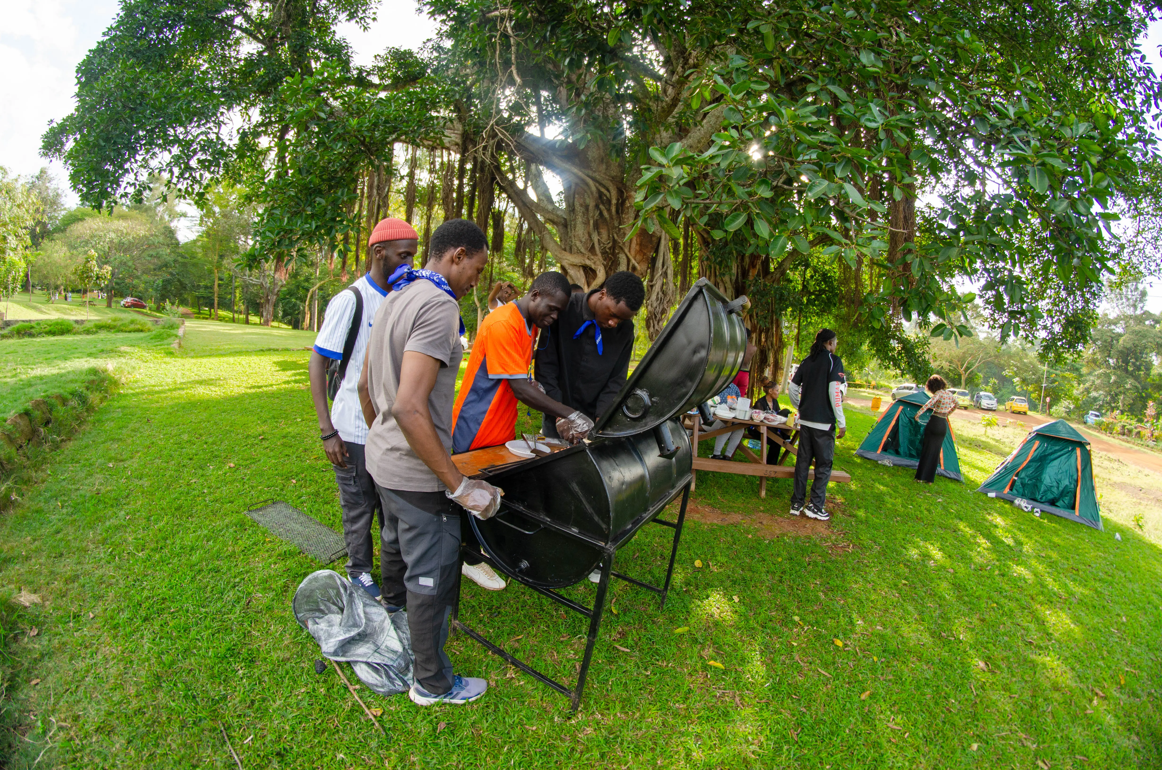 Family Enjoying Grilled Food